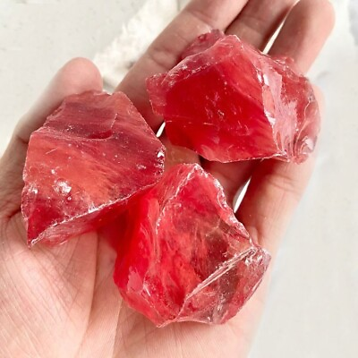 Raw Rough Cherry Quartz Crystal Stone Large Chunks Healing Mineral Rocks Gifts $8.90