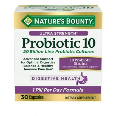 #ad nature#x27;s bounty ultra strength probiotic 10 30 Capsules $14.99