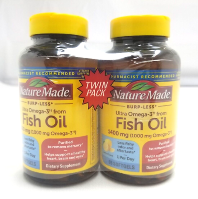 #ad 2 Pack Nature Made Burp less Ultra Omega 3 Fish Oil 1400mg 65 x 2= 130 Softgels $19.99