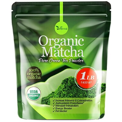 Organic Matcha Green Tea Powder Unsweetened 100% Natural 1LB $23.99