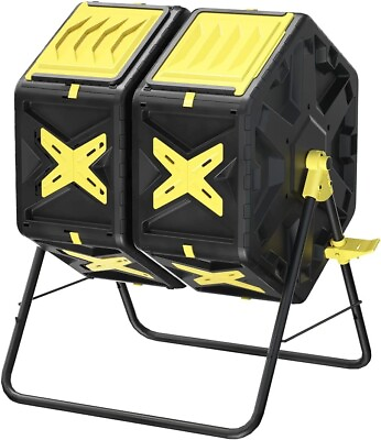 #ad Dual Chamber Compost Tumbler Outdoor Rotating Chamber Compost Bin 2 X 18.5 Gal $79.99