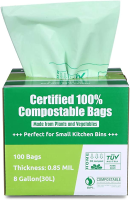 #ad #ad 100% Compostable Bags 8 Gallon 30L Food Scraps Yard Waste Bags 100 Count Ex $31.66
