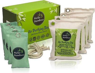 #ad 8 Pack Nature Fresh Bamboo Charcoal Air Purifying Bags Activated Odor Absorber $12.95