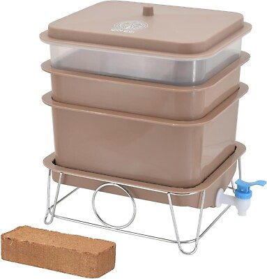 #ad 4 Tray Worm Composting Bin Kit with Coco Coir Brick for Recycling Food Waste $43.72