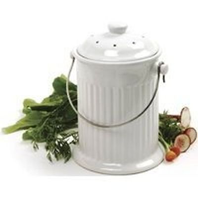 #ad NEW NORPRO 93 CERAMIC 1 GALLON COMPOST KEEPER CROCK WHITE EASY CLEAN WITH FILTER $26.49