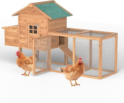 #ad 80quot; Chicken Coop Wooden Poultry Cage Hen Hutch Pet House Outdoor w Nest Boxamp;Run $148.51