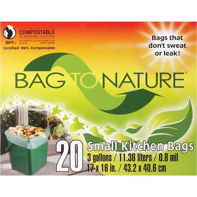 #ad Bag To Nature 3 Gal. Compostable Green Trash Bag 20 Count 41201 Bag to Nature $14.22