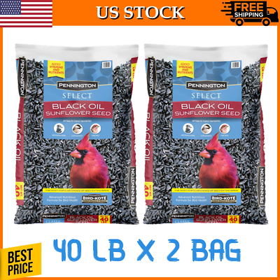Pennington Select Black Oil Sunflower Seed Wild Bird Feed 40 lb. Bag Pack of 2 $52.47