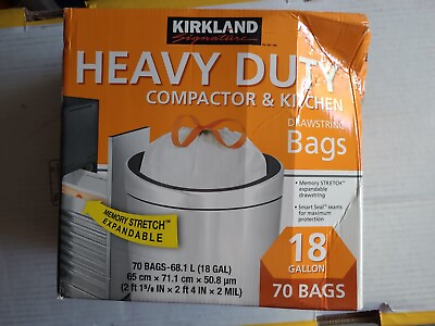 Kirkland Expandable Heavy Duty Compactor amp; Kitchen Bags 18 Gallon 70 Bags $33.95