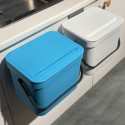 Kitchen Compost Bin Countertop with Lid Small Hanging Trash Can Wall Mounted I $33.20