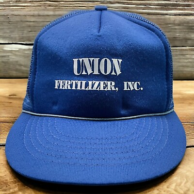 #ad Union Fertilizer Inc Snapback Hat Blue Baseball Cap Capital Mesh Back $16.95
