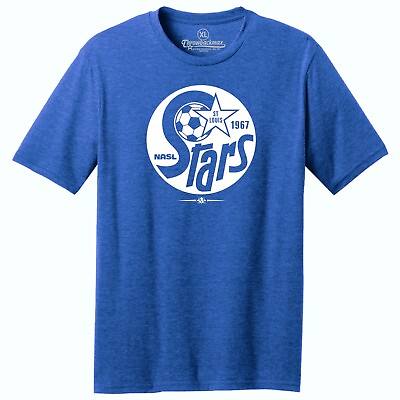 #ad St. Louis Stars 1967 Logo NASL Soccer TRI BLEND Royal Heather Tee Shirt $22.00