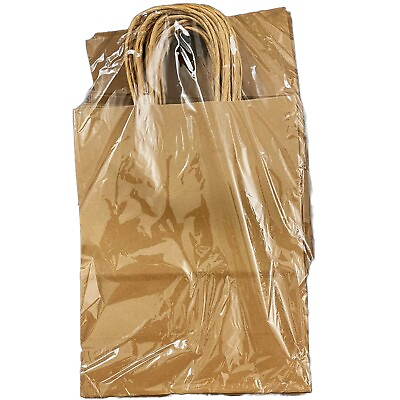 50 pcs paper bags Brown kraft bag with handles gift Retail Merchandise shopping $21.50