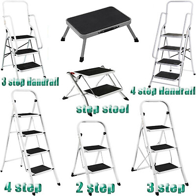 2 3 4 Steps Ladder Safety Non Slip Mat Tread Foldable Kitchen Steel Step Stool $50.45