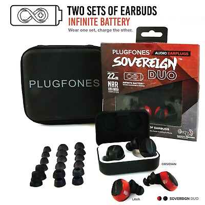Plugfones Sovereign Duo Bluetooth OSHA CERTIFIED Work Earbuds $129.95