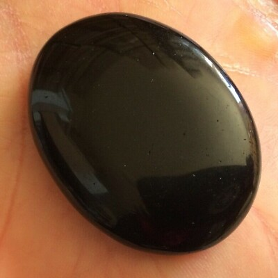 #ad #ad Natural Black Tourmaline Palm Stone Rock Crystal Healing Reiki Polished Worry St $11.99
