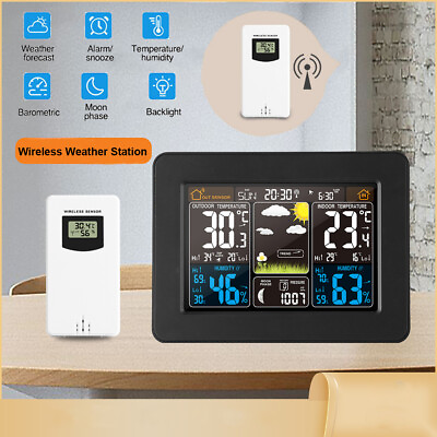 #ad Wireless Weather Station Digital LCD Indoor amp; Outdoor Clock Calendar Thermometer $24.49