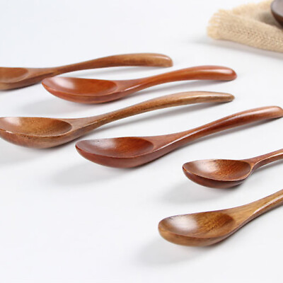 Wood Spoons Soup Eco Friendly Japanese Tableware Natural Kitchen Wooden 1PC $1.89