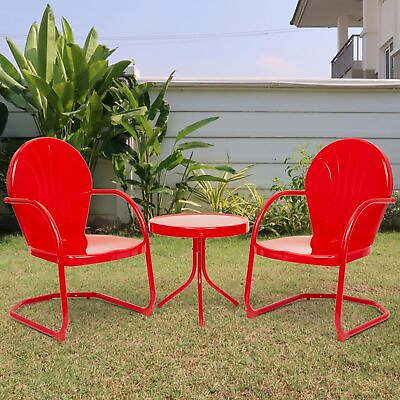 #ad 3 piece indoor Bistro Set Outdoors Garden Chairs Table Patio Seating Retro Metal $339.99