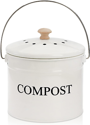 #ad AVLA Compost Bin Kitchen Countertop 1 Gallon Composter Pail Food Waste Compost $30.60