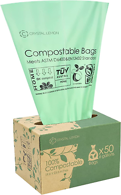 #ad #ad 50 Counts Compostable Trash Bags 6 Gallon Heavy Duty Trash Bags and Kitchen Gar $18.99