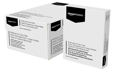 Amazon Basics Multipurpose Copy Printer Paper 8.5quot; X 11quot; 20Lb 2 day shipping $15.00