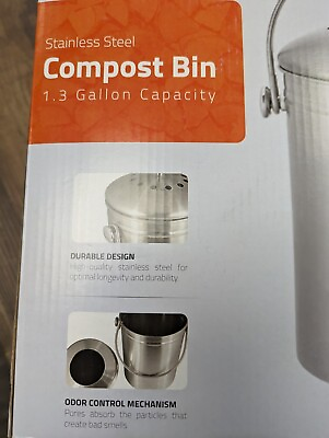 #ad Utopia Kitchen UK0051 1.3 Gallon Compost Stainless Steel Bin Silver $30.00