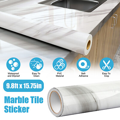9.8ft Self Adhesive Wallpaper Roll Marble Paper Peel amp; Stick Kitchen Countertop $9.98