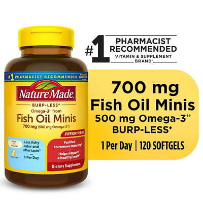#ad Nature Made Burp Less Omega 3 Fish Oil Supplements 700 mg Minis Softgels; 120 C $48.58