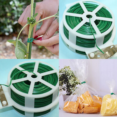 #ad #ad US 328FT 100M Kitchen Bag Gardening Plant Green Twist Tie Wire Roll With Cutter $8.09