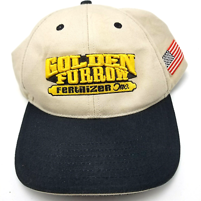 #ad Golden Furrow Fertilizer Inc Hat Cap Bryan Farm Beige Adult Strapback Used Bg2D $9.89