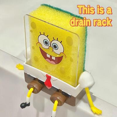 #ad Cartoon Sponge Holder SpongeBob Kitchen Organizer Storage Drain Rack Holder US $9.95