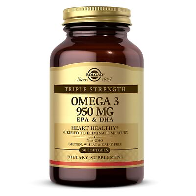 #ad Solgar Triple Strength Omega 3 950 mg 50 Softgels $19.76