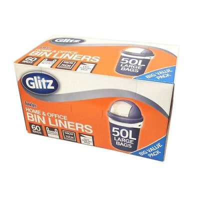 Glitz 50L Large Tie Top Kitchen Bin Liners 60 Pack AU $49.95