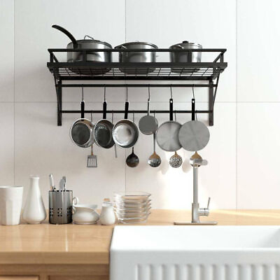 #ad #ad Kitchen Shelves Folding Wall mounted Pot Rack Hanging Pot Rack Kitchen Storage $20.99