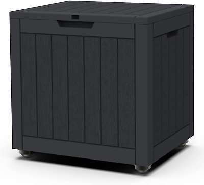 Deck Box 30 Gallon with Wheels Small Outdoor Storage Delivery Box for Patio $76.99
