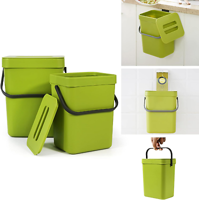 #ad #ad 2 Pack 1.3 0.8Gal Hanging Small Trash Can with Lid Kitchen Compost Bin for ... $35.28