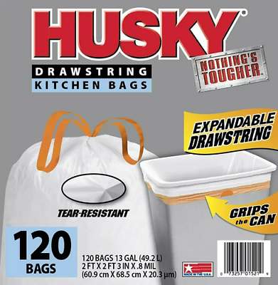 Tall Kitchen Trash Bags 13 Gallon 120 Bags Expandable Drawstring $16.42