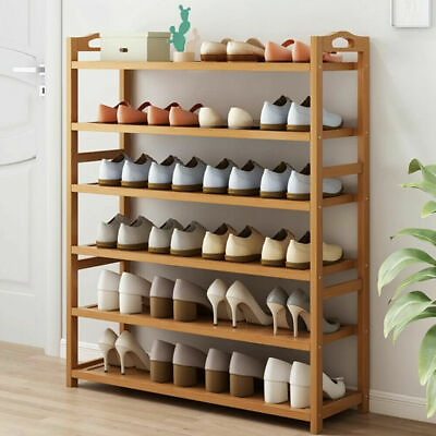 6 Layers Natural Wood Bamboo Shelf Entryway Storage Shoe Rack Home Furniture US $42.33