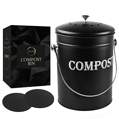 #ad #ad 1.3 Gal Stainless Steel Compost Bin for Countertop Kitchen Compost Bucket w Lid $35.18