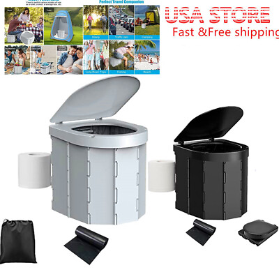 #ad Upgrade XL Portable Folding Toilet for Camping Compact Camping Potty with lid $26.67