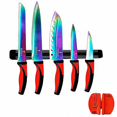 Rainbow Knife Kitchen Starter Set 5 Professional Grade Rainbow Blade Knives $35.21