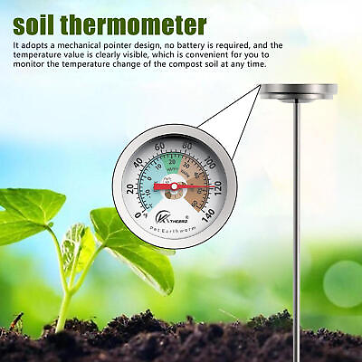 #ad Stainless Steel Compost Soil Thermometer Celsius Measuring Garden Yard 0 140℉ $14.12