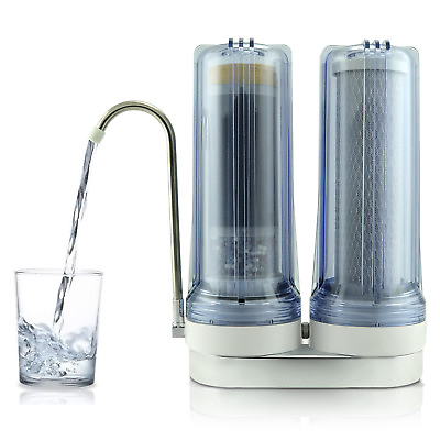 APEX EXPRT MR 2050 Dual Countertop Water Filter System Carbon Alkaline pH Clear $114.95