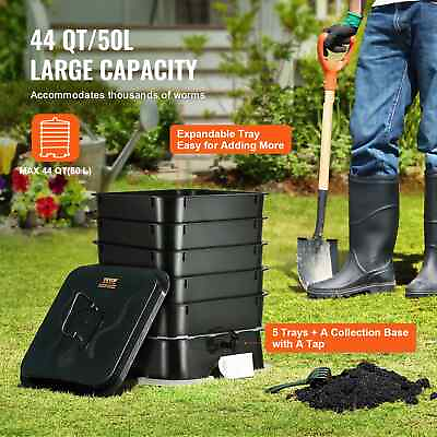 #ad 5 Tray Worm Composter Sustainable Design Recycling Food Waste $61.79