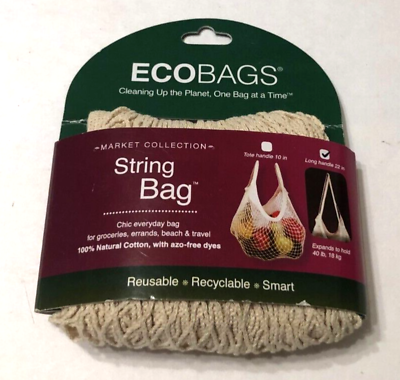 #ad #ad $5 Eco Bags Products String Bag Long Handle Natural Organic Cotton White New $5.15