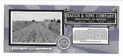 1931 Ad Premium Blotter Baugh Fertilizer Norfolk Baltimore Graybill Bareville PA $14.25