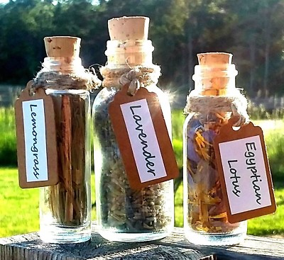 Herbs in Glass Cork Bottle Apothecary Vial Organic Yoga Herb Decor Gift Wicca $5.75