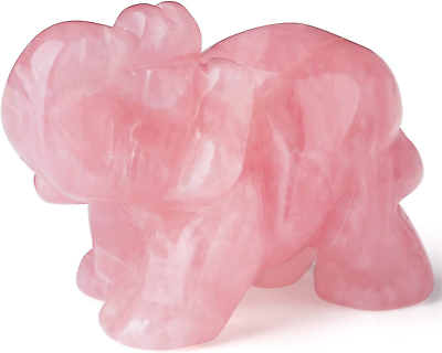 #ad 2quot; Rose Quartz Elephant Decor Healing Crystal Cute Polished Natural Stone Hand $17.91