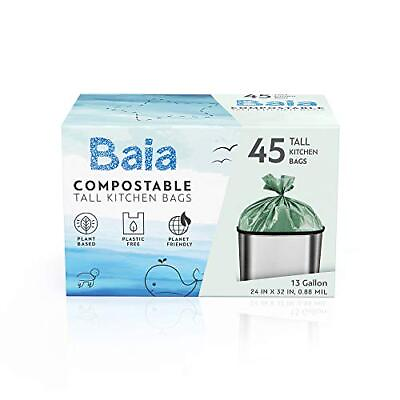 Compostable Trash Bags 13 Gallon Tall Kitchen Garbage Bags Biodegradable Eco Fr $21.25